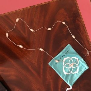 Kellie Silver Long Necklace White Pearl